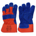 Blue Leather Safety Hand Protective Work Gloves with Ce En388